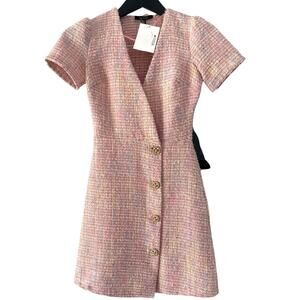 City Studios Juniors' Bouclé-Knit Button-Front Dress Sz XXS